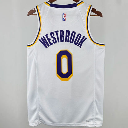 24/25 LA Lakers White Jersey - Westbrook #0 (Hot Pressing)