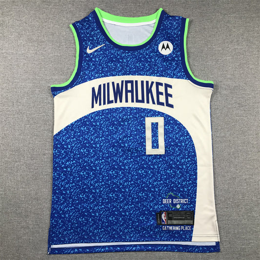 Milwaukee Bucks LILLARD  # 0 Blue New City NBA Jerseys