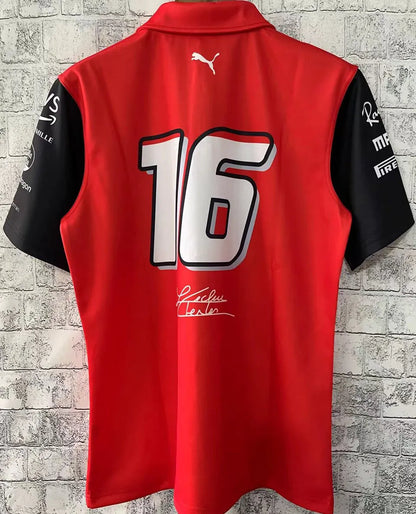 2022 Ferrari Polo Red Team T-Shirt - Charles Leclerc #16