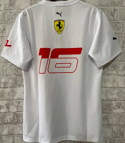 2024 Ferrari White Team T-Shirt - Charles Leclerc #16