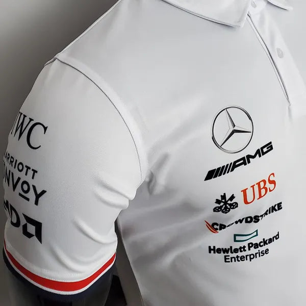 2022 Mercedes White Polo Team T-Shirt