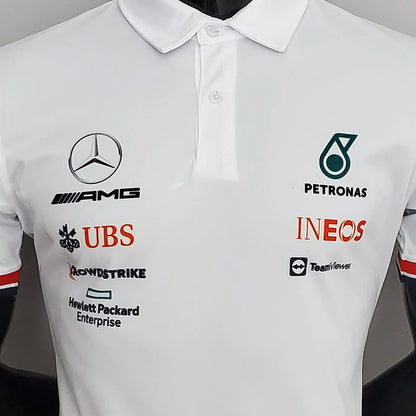 2022 Mercedes White Polo Team T-Shirt