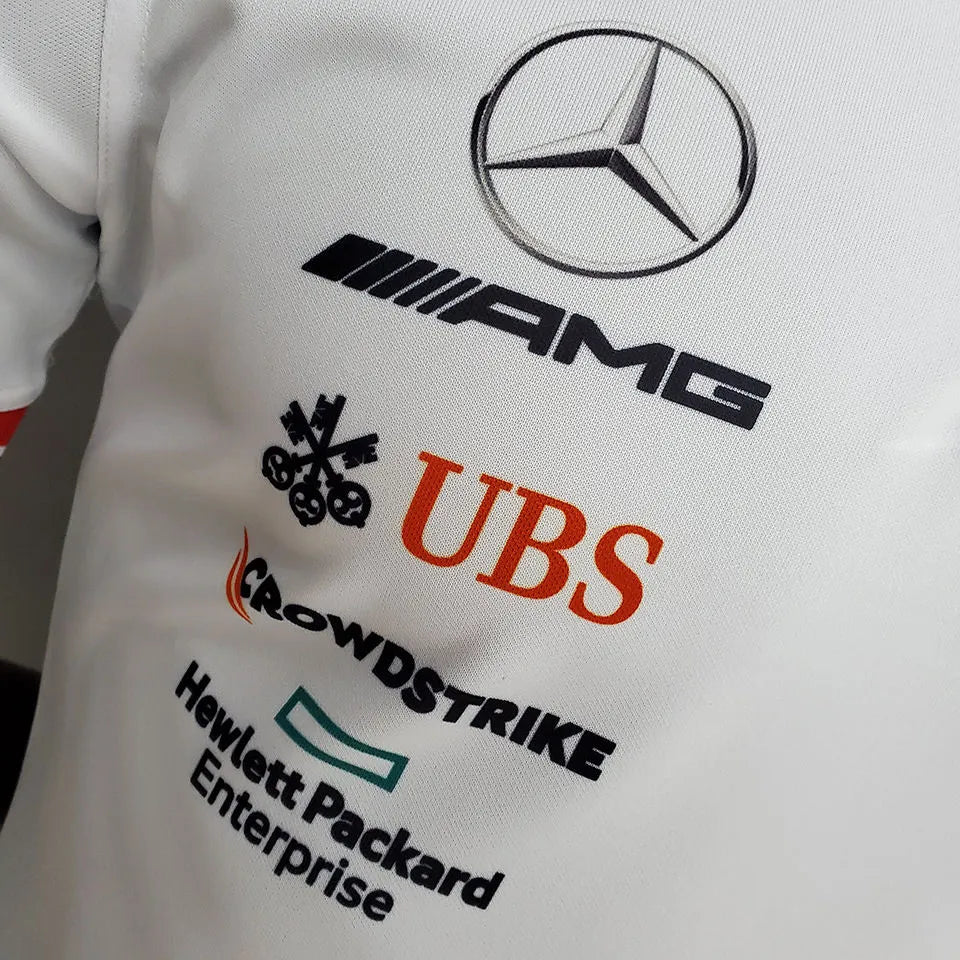 2022 Mercedes White Polo Team T-Shirt