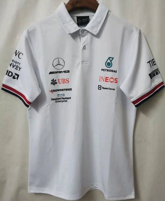 2022 Mercedes White Polo Team T-Shirt