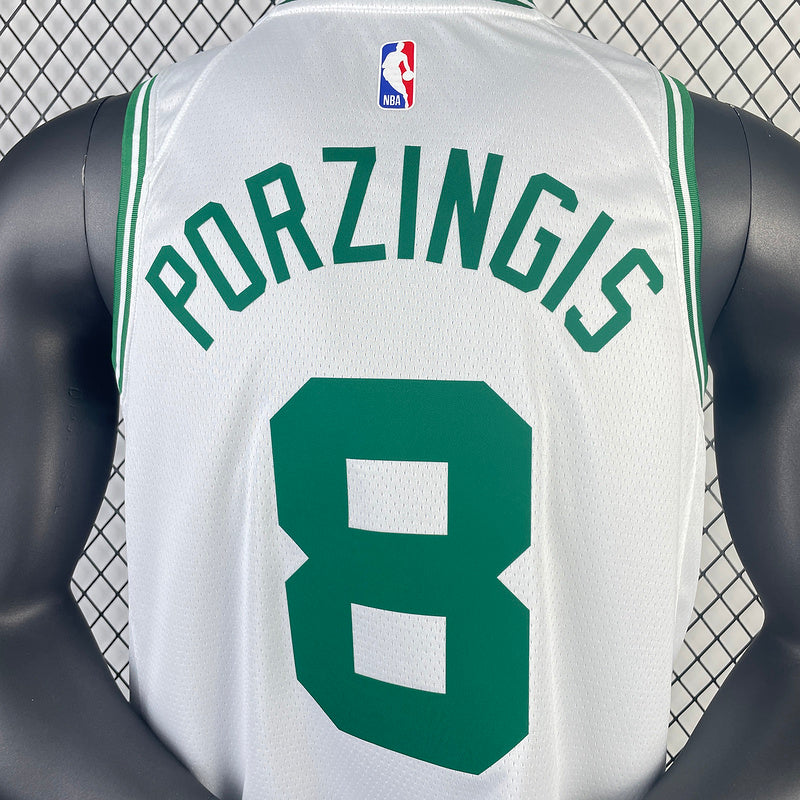 23/24 Celtics White Jersey - Poraigis #8 (Hot Pressing)