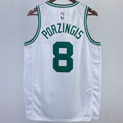 23/24 Celtics White Jersey - Poraigis #8 (Hot Pressing)