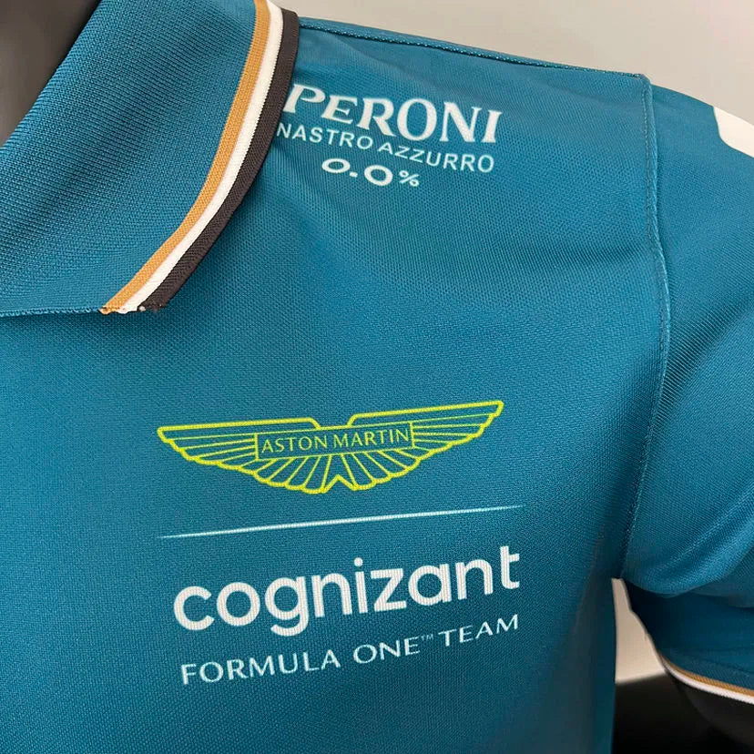 2023 Aston Martin Green Polo Team T-Shirt - Fernando Alonso #14