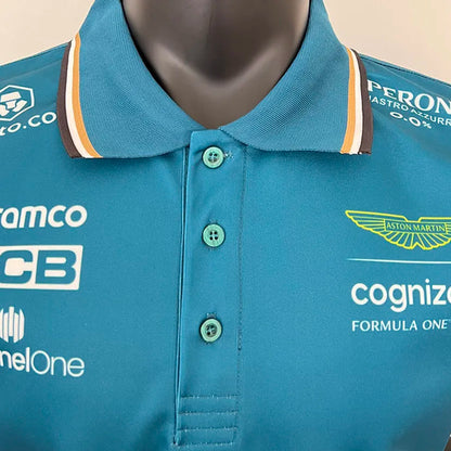 2023 Aston Martin Green Polo Team T-Shirt - Fernando Alonso #14