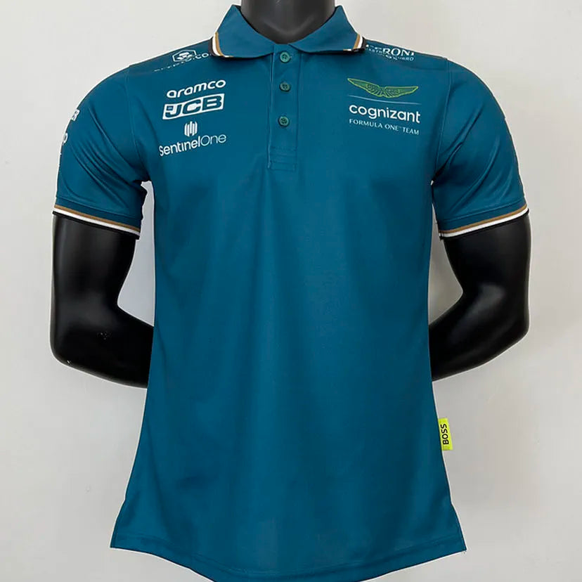 2023 Aston Martin Green Polo Team T-Shirt - Fernando Alonso #14