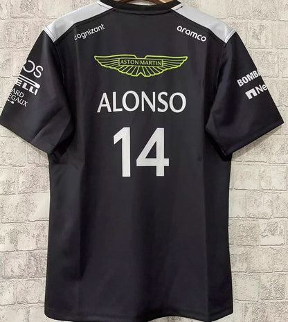 2023 Aston Martin Black Team T-Shirt - Fernando Alonso #14