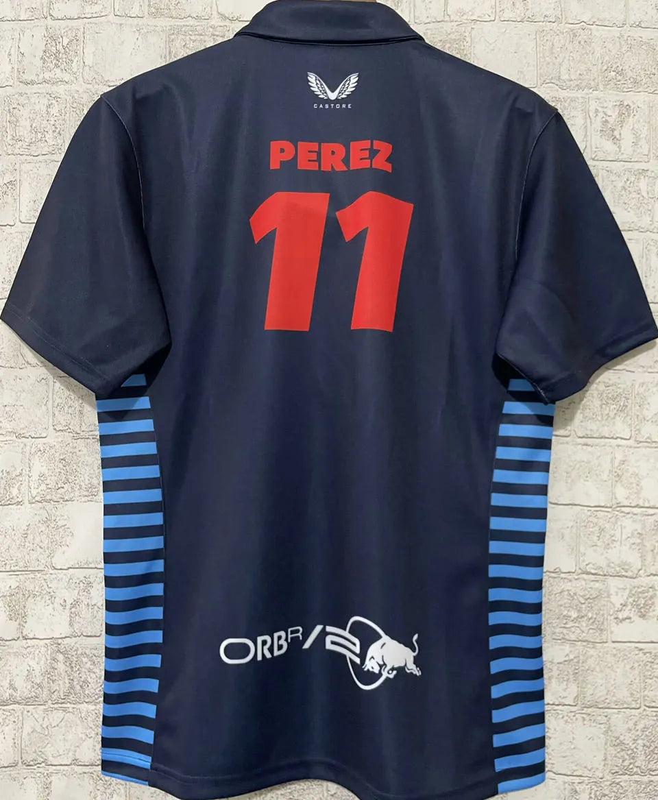 24/25 Red Bull Navy Team Polo T-Shirt - Sergio Pérez #11