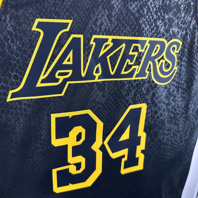 24/25 LA Lakers Black Jersey - O'Neal #34 (Hot Pressing)