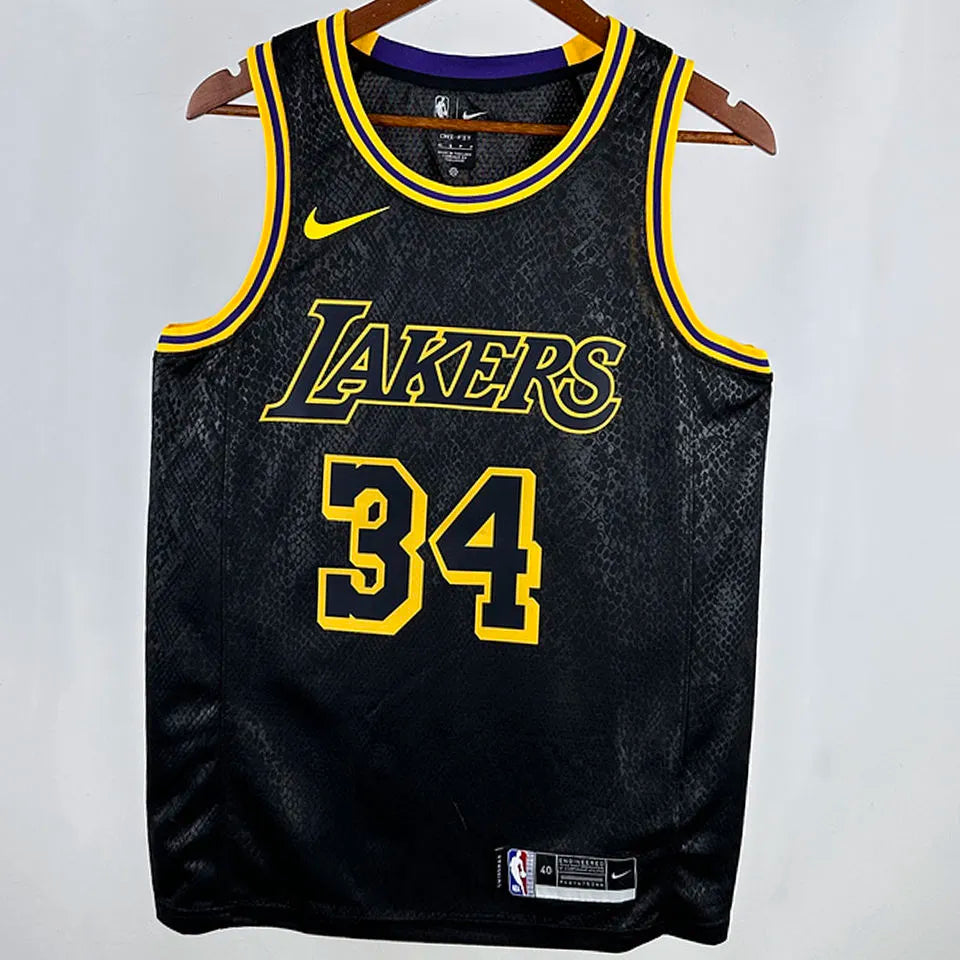 24/25 LA Lakers Black Jersey - O'Neal #34 (Hot Pressing)