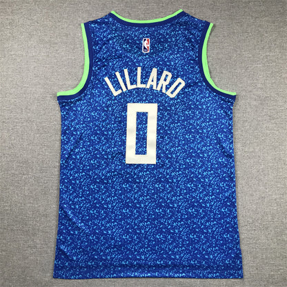 Milwaukee Bucks LILLARD  # 0 Blue New City NBA Jerseys