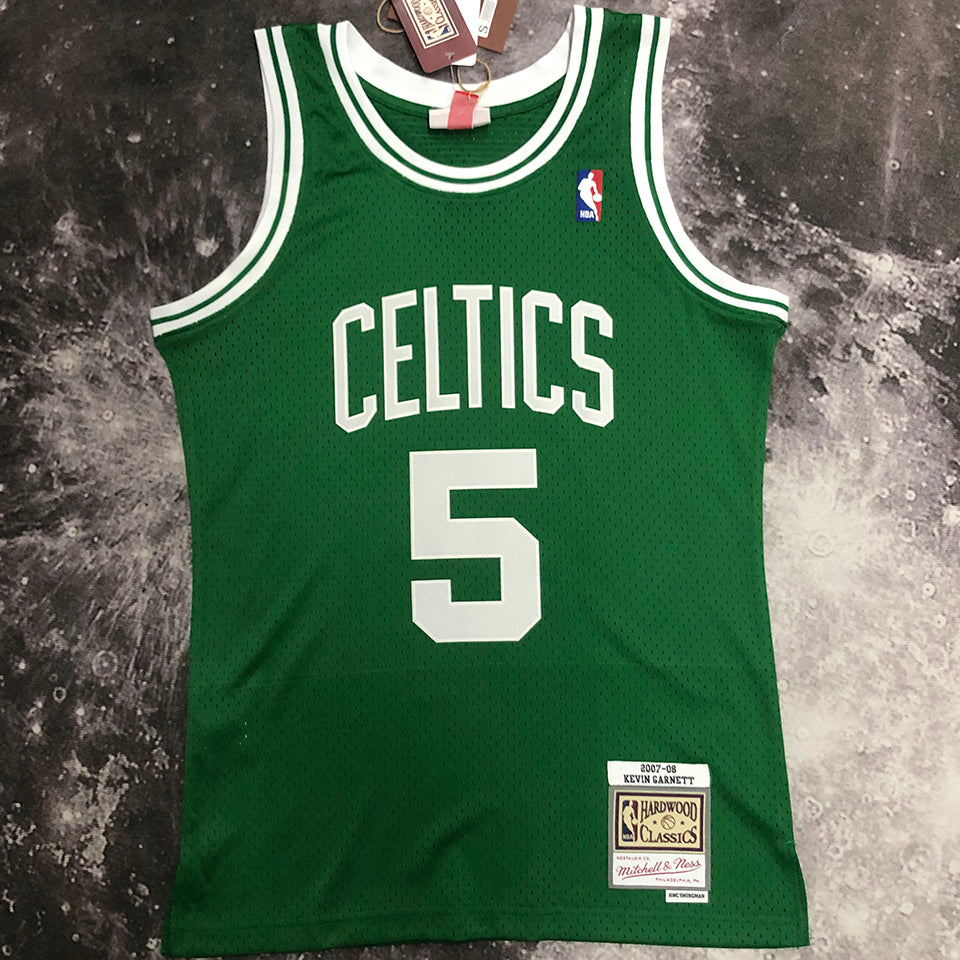 07/08 Celtics Retro Green Jersey - Garnett #5 (Hot Pressing)