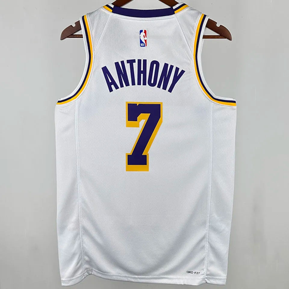 24/25 LA Lakers White Jersey - Anthony #7 (Hot Pressing)