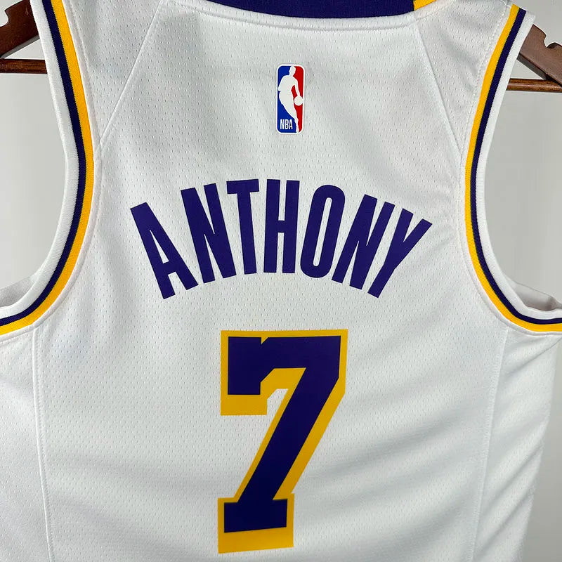 24/25 LA Lakers White Jersey - Anthony #7 (Hot Pressing)