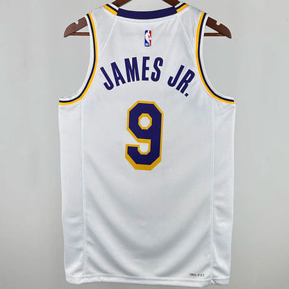 24/25 LA Lakers White Jersey - James Jr. #9 (Hot Pressing)