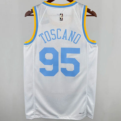 2025 LA Lakers White Jersey - Toscano #95 (Hot Pressing)