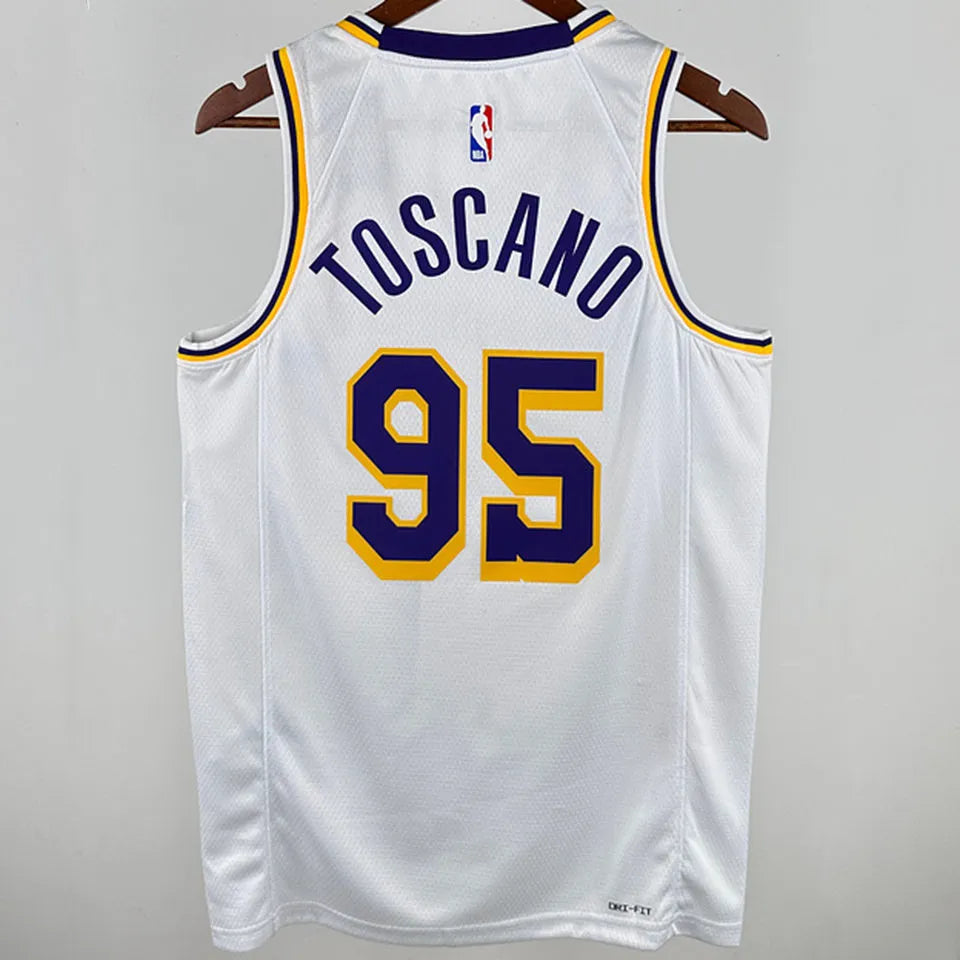 24/25 LA Lakers White Jersey - Toscano #95 (Hot Pressing)