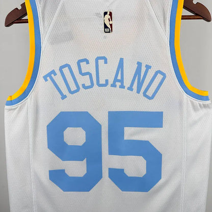 2025 LA Lakers White Jersey - Toscano #95 (Hot Pressing)