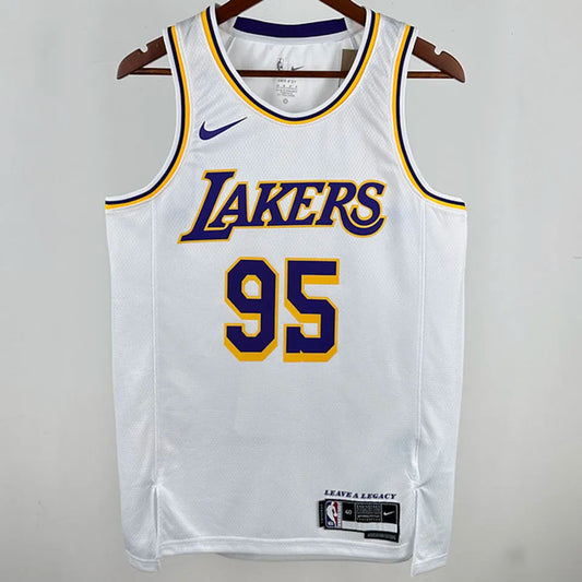 24/25 LA Lakers White Jersey - Toscano #95 (Hot Pressing)