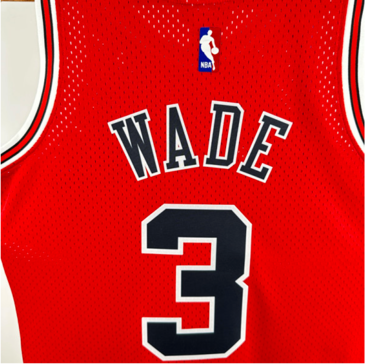 BULLS WADE #3 Red Retro Top Quality Hot Pressing NBA Jersey