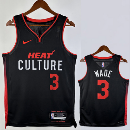 MIAMI HEAT WADE #3 Black City Edition Top Quality Hot Pressing NBA Jersey