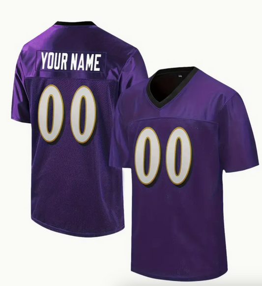 NFL American Football Baltimore Ravens Personalized V-Neck Sports Jersey - High-Quality Embroidered Athletic Shirt with Custom Name & Number