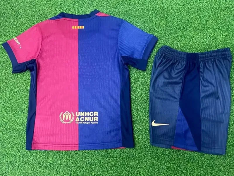 2024-25 Barcelona  Kids Home Soccer Jersey Suit