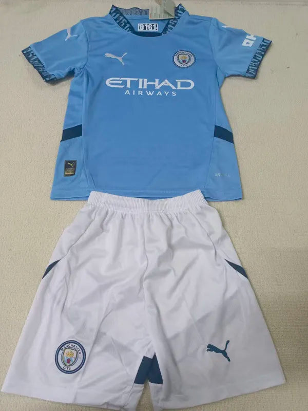 2024-25 Man City Kids Home Soccer Jersey Suit