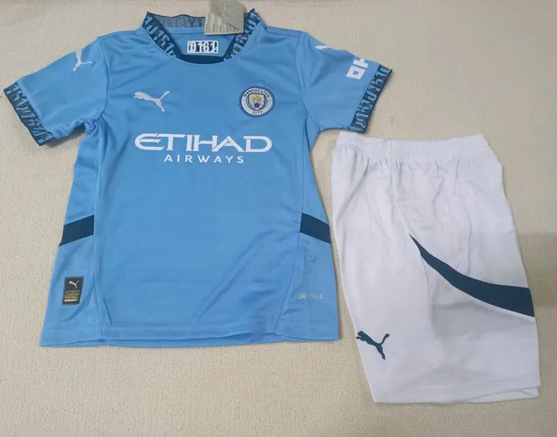 2024-25 Man City Kids Home Soccer Jersey Suit