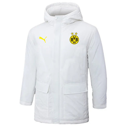 BVB Dortmund Logo Hooded Windbreaker Fabric Cotton Coat