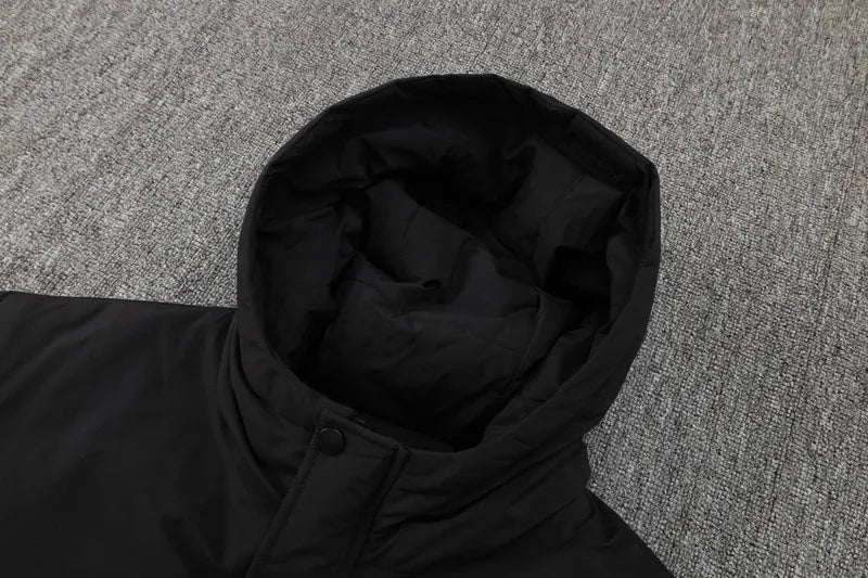 No Logo Hooded Windbreaker Fabric Cotton Coat