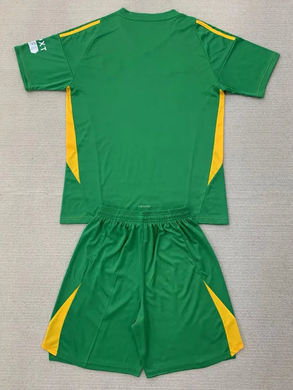 2024-25 Leeds United Green GoalKeeper Kids Home Soccer Jersey Suit