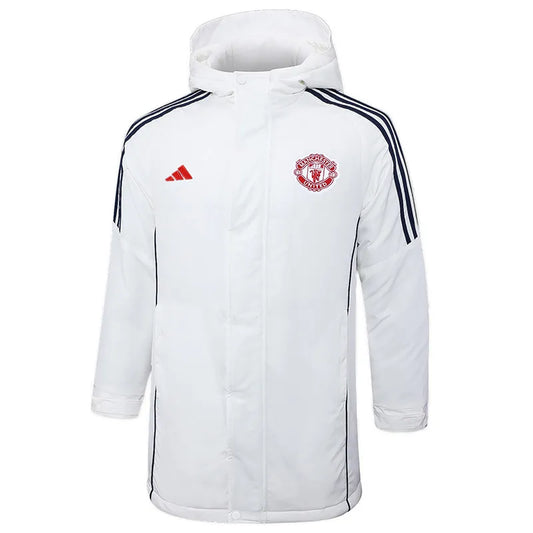 Man United Logo Hooded Windbreaker Fabric Cotton Coat