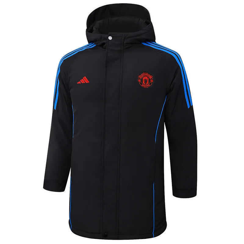 Man United Logo Hooded Windbreaker Fabric Cotton Coat