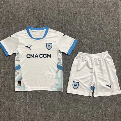 2024-25 Marseille Kids Home Soccer Jersey Suit