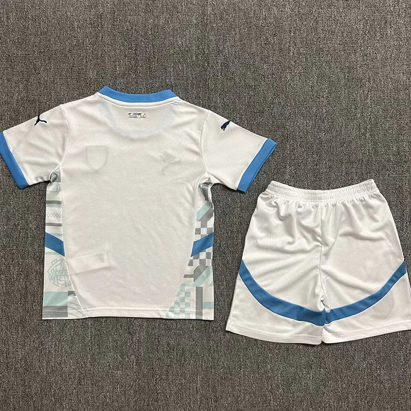 2024-25 Marseille Kids Home Soccer Jersey Suit