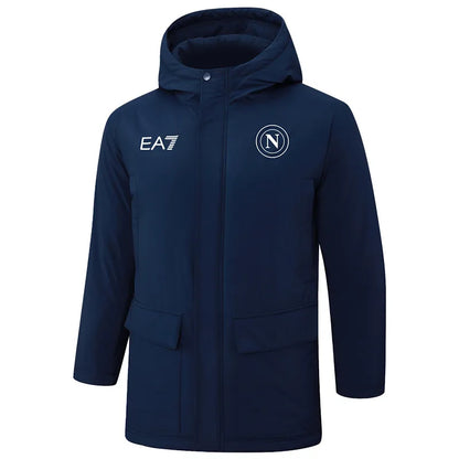 Napoli Logo Hooded Windbreaker Fabric Cotton Coat