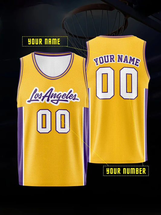 NBA Los Angeles Lakers Jersey - Breathable Fabric Basketball Jersey with Customized Name and Number Printed