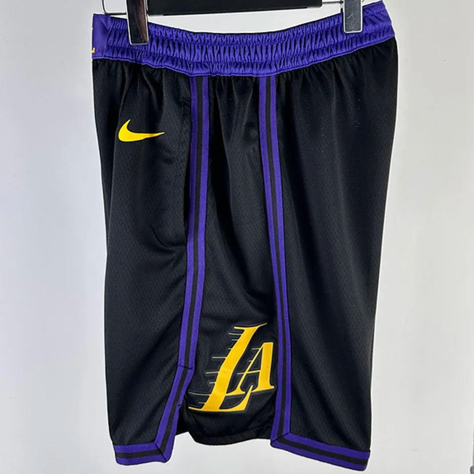 23/24 LA Lakers Black Cotton NBA Shorts