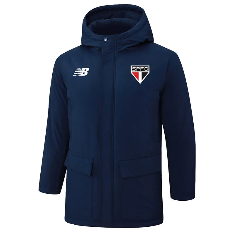 Sao Paulo Logo Hooded Windbreaker Fabric Cotton Coat