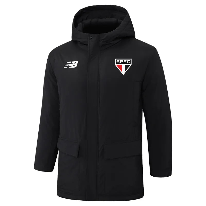 Sao Paulo Logo Hooded Windbreaker Fabric Cotton Coat