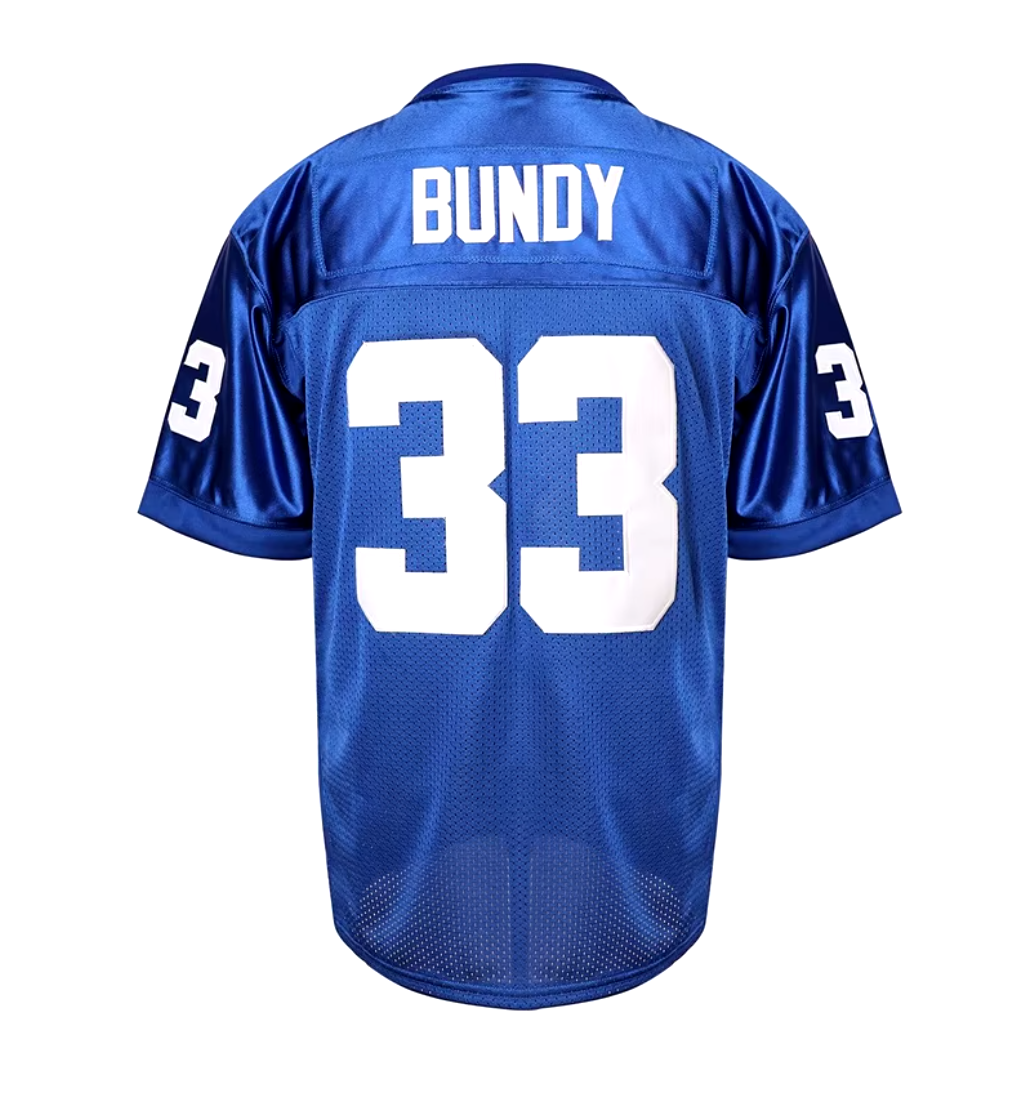 POLK HIGH #33 BUNDY Football Jersey - Married with Children TV Series, Stitched Blue Jersey