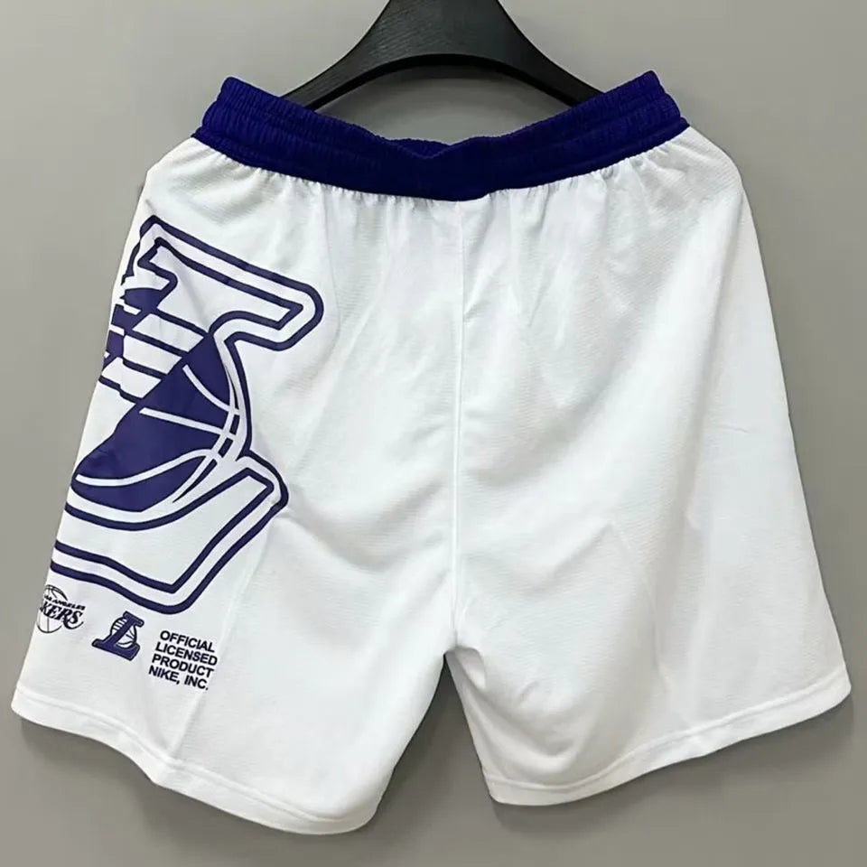 23/24 LA Lakers White Cotton NBA Shorts