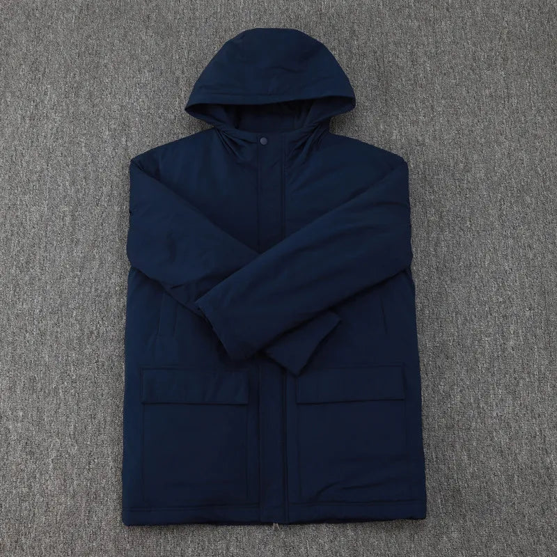 No Logo Hooded Windbreaker Fabric Cotton Coat