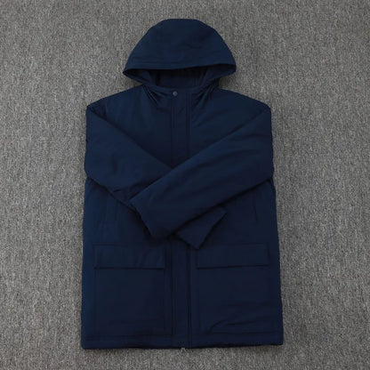 No Logo Hooded Windbreaker Fabric Cotton Coat